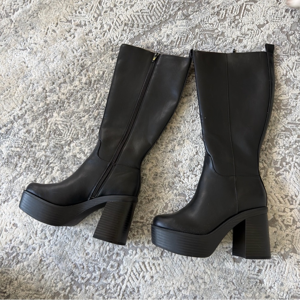 Madden Girl Black Knee High Platform chunky Boots